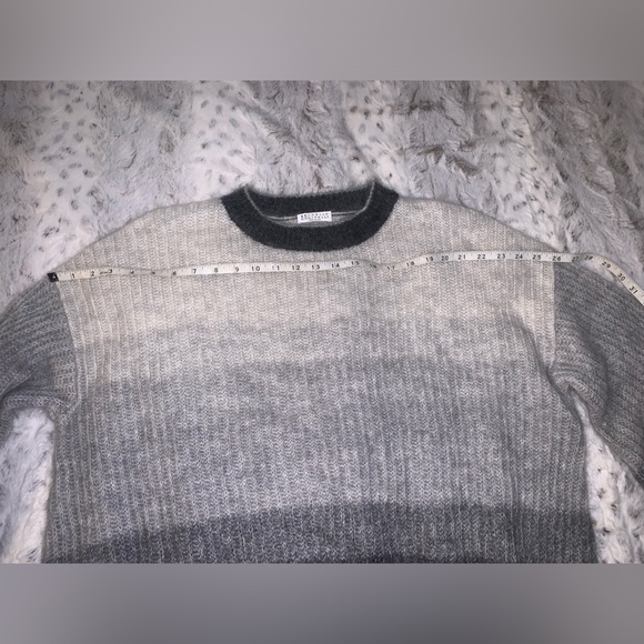 Brunello Cucinelli Grey Ribbed Mohair Degrade Crewneck - Picture 13 of 15